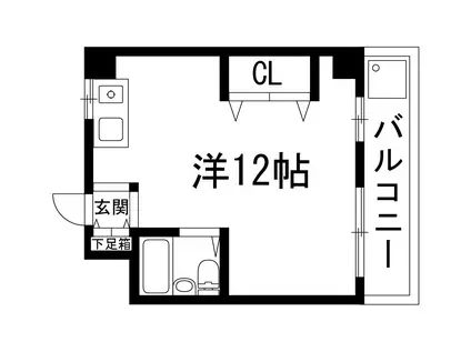 スチューデントルームバラード47(ワンルーム/3階)の間取り写真
