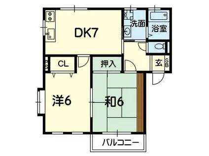 メゾンエスポワール(2DK/1階)の間取り写真