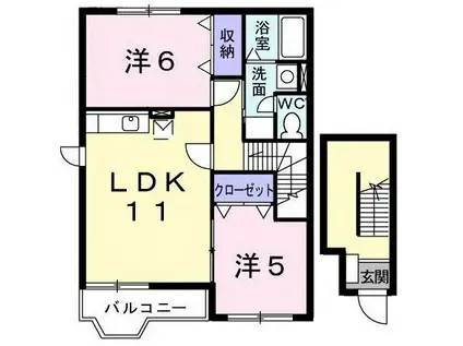 サニープラザA(2LDK/2階)の間取り写真