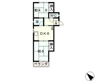 寺田荘(2K/1階)の間取り写真