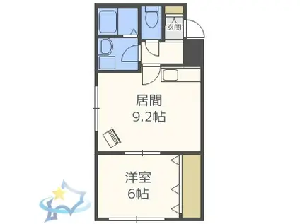 リベア発寒(1LDK/2階)の間取り写真