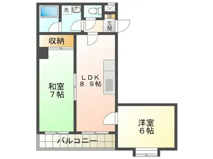 日宝レスカール幸町(2DK/10階)の間取り写真