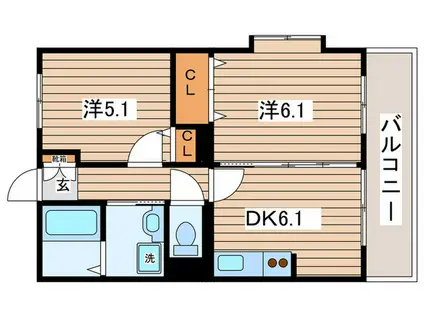 オーキッドレジデンス港北綱島ウエスト(2DK/1階)の間取り写真