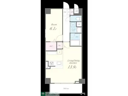 グランディール武蔵小杉(1LDK/3階)の間取り写真