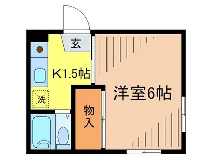 サンハウス(1K/1階)の間取り写真