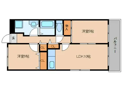 ワシントン・アベニュー(2LDK/2階)の間取り写真