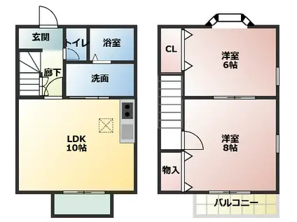 MAISON INVITATION B(2LDK/1階)の間取り写真