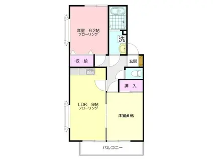 ザ・クリフサイドB(2LDK/2階)の間取り写真