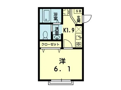 ヴィレッタ坪井(1K/1階)の間取り写真