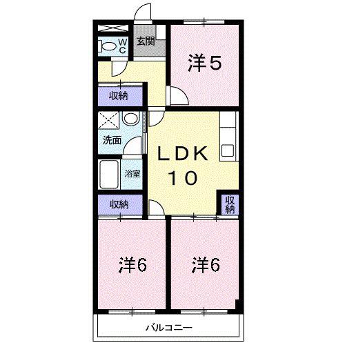 サウスタウンF(3LDK/2階)の間取り写真