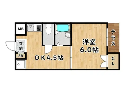 第二シューチン塚本(1DK/1階)の間取り写真