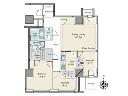 グランドメゾン恵比寿の杜(3LDK/5階)の間取り写真