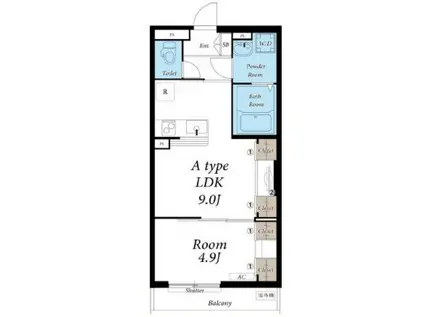 リブリクリークウエスト(1LDK/1階)の間取り写真