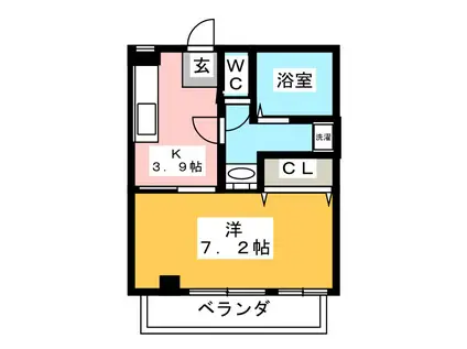 ヴェルファーレ中津川(1K/1階)の間取り写真