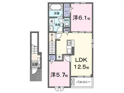 ヒカルサ稲美天満 II(2LDK/2階)の間取り写真