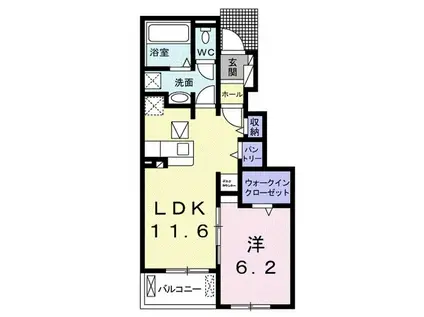 カーサ・アストレアA(1LDK/1階)の間取り写真