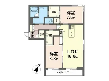 シャーメゾンヴィステリオ(2LDK/1階)の間取り写真