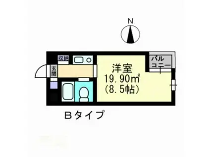 アルファ清心町II(1K/4階)の間取り写真