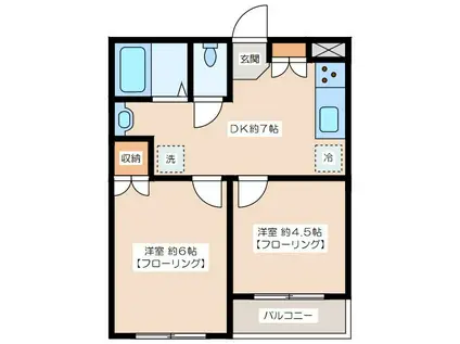 GRANDEZA代沢(2DK/2階)の間取り写真