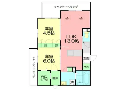 MOANA(2LDK/2階)の間取り写真