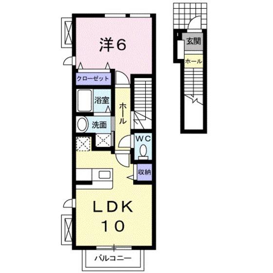 ベル アンジュ(1LDK/2階)の間取り写真