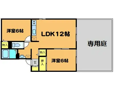 セジュールうらぞの(2LDK/1階)の間取り写真
