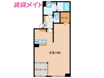 ムーブルIII(ワンルーム/2階)の間取り写真