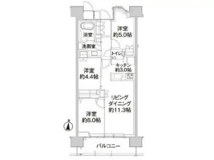 パークホームズ亀有ガーデンズコート(3LDK/2階)の間取り写真