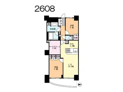 ドリームタワーキュアレジデンス(2SLDK/26階)の間取り写真