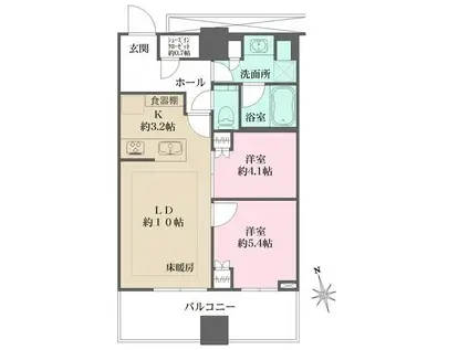 WORLD TOWER RESIDENCE ワールドタワーレジデンス(2LDK/21階)の間取り写真