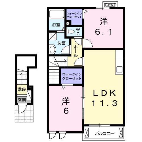 グローヴ・II(2LDK/2階)の間取り写真