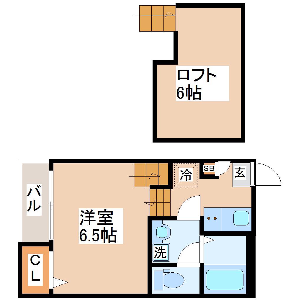 シャンペル中山(1K/1階)の間取り写真