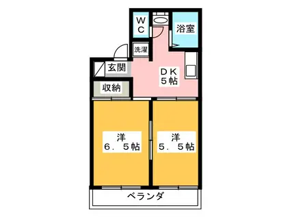 大谷口コーポB(2DK/1階)の間取り写真