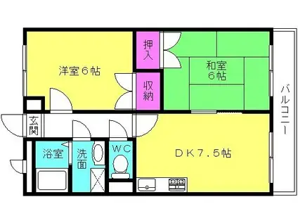 コスモハイツ(2DK/2階)の間取り写真