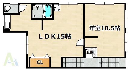 シェークスピア神戸(1LDK/2階)の間取り写真
