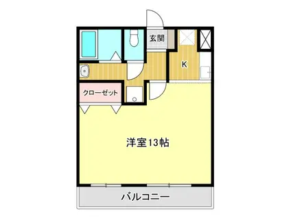 ドゥエルピュア(1K/1階)の間取り写真