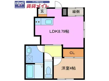 リーシング船江 A(1LDK/1階)の間取り写真