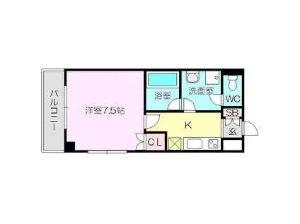 オーシャン東中島 (1K/3階)の間取り写真
