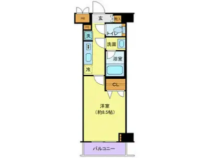 コンシェリア大森WITH(1K/6階)の間取り写真