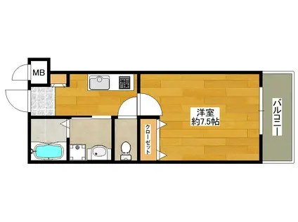 プルメリア関大前(1K/3階)の間取り写真