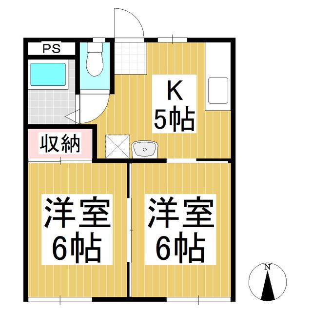 メゾンオークラ(2K/2階)の間取り写真