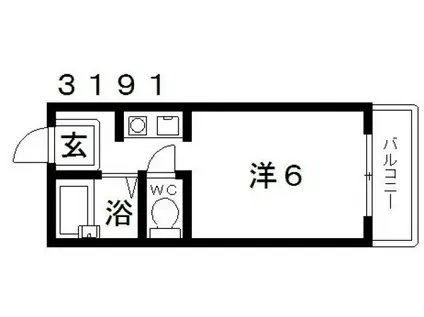 グレード小山(1K/3階)の間取り写真