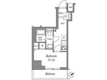 GENOVIAお花茶屋SKYGADEN(1K/8階)の間取り写真