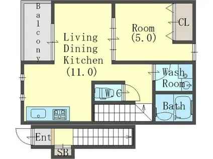 メゾンプラージュ(1LDK/2階)の間取り写真