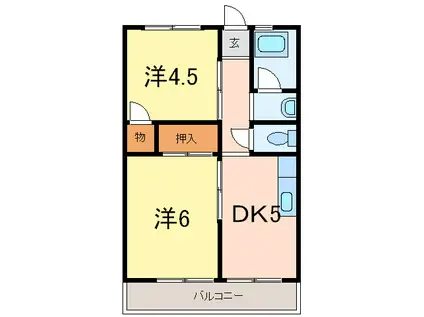 マンション藤(2DK/3階)の間取り写真