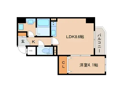 インフィニティ(1LDK/2階)の間取り写真