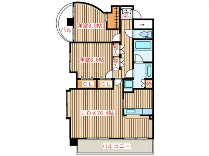 パレヴェルジェ・アイ(2LDK/4階)の間取り写真