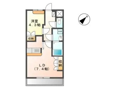 ローズハート(1LDK/2階)の間取り写真
