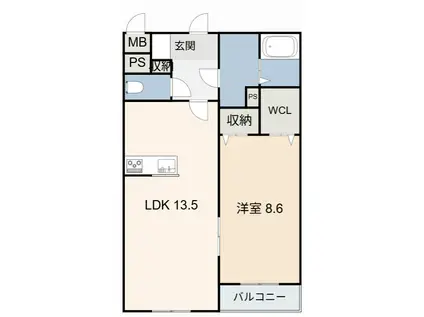HANARE(1LDK/1階)の間取り写真