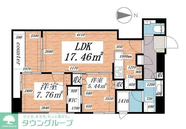 パークルール大手町(2LDK/9階)の間取り写真